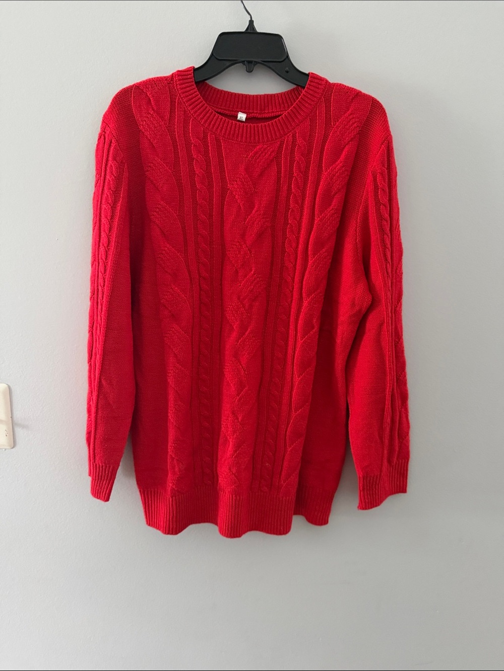 Red Cable-Knit Crewneck Sweater - Women